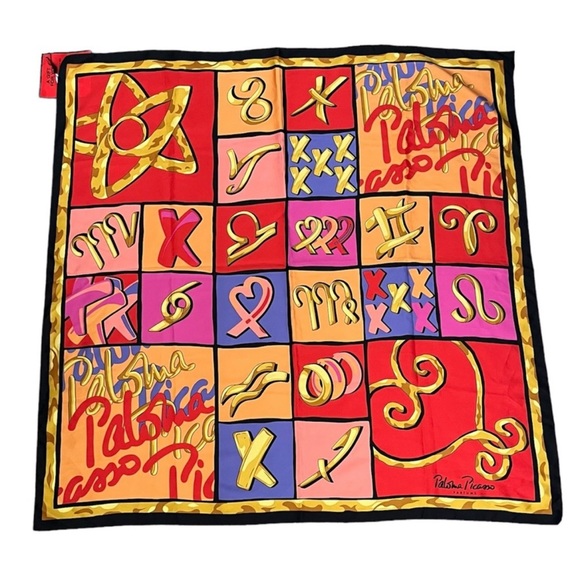 Paloma Picasso Accessories - Vintage Pablo Picasso Oversized Scarf Love XO Pop Art Red Hearts